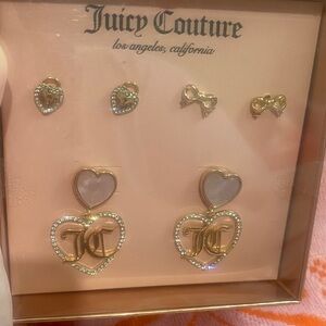 Juicy Couture Gold and Pink Heart Earrings Collection NWT
